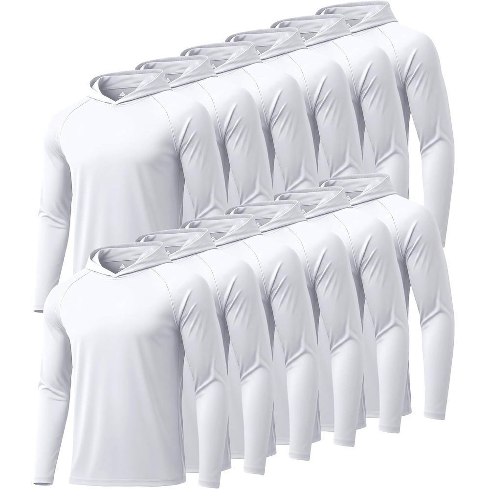 image:imageZITY Mens Sun Protection Hoodie Shirt Fishing Shirts for Men UPF 50 Long Sleeve Shirt Lightweight Rash Guard12pcs White