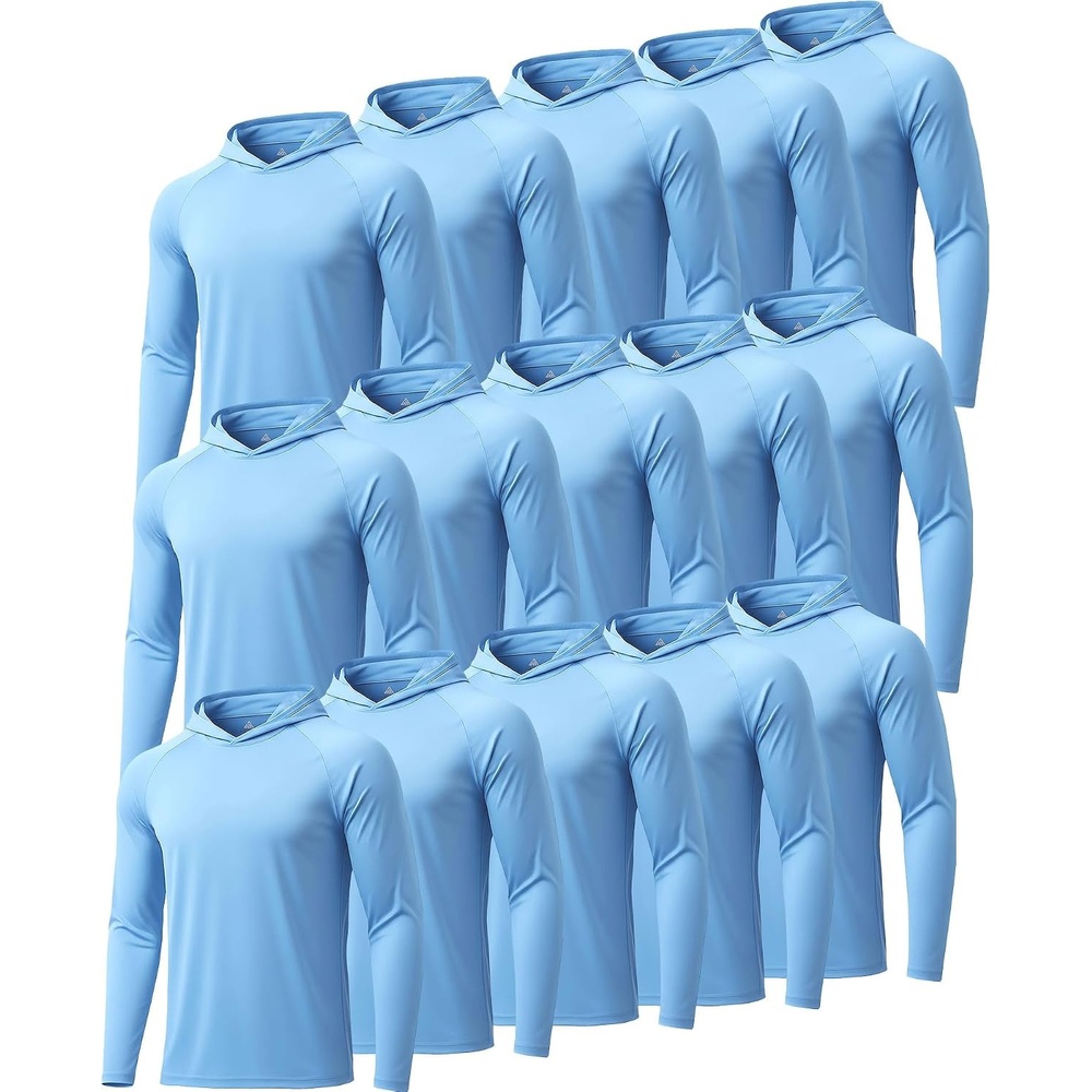 image:imageZITY Mens Sun Protection Hoodie Shirt Fishing Shirts for Men UPF 50 Long Sleeve Shirt Lightweight Rash Guard15pcs Light Blue
