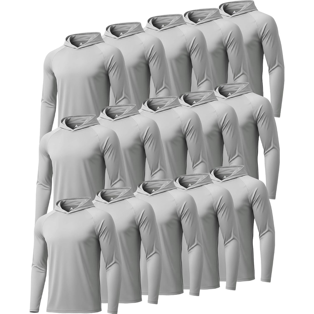 image:imageZITY Mens Sun Protection Hoodie Shirt Fishing Shirts for Men UPF 50 Long Sleeve Shirt Lightweight Rash Guard15pcs Light Grey