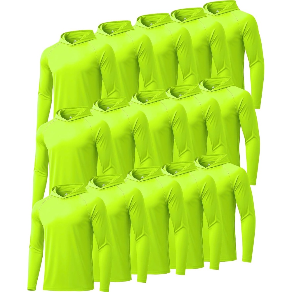 image:imageZITY Mens Sun Protection Hoodie Shirt Fishing Shirts for Men UPF 50 Long Sleeve Shirt Lightweight Rash Guard15pcs Neon Green