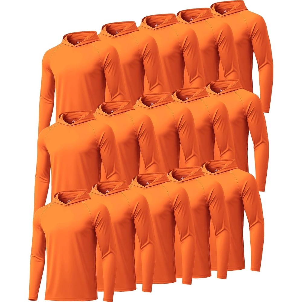 image:imageZITY Mens Sun Protection Hoodie Shirt Fishing Shirts for Men UPF 50 Long Sleeve Shirt Lightweight Rash Guard15pcs Neon Orange