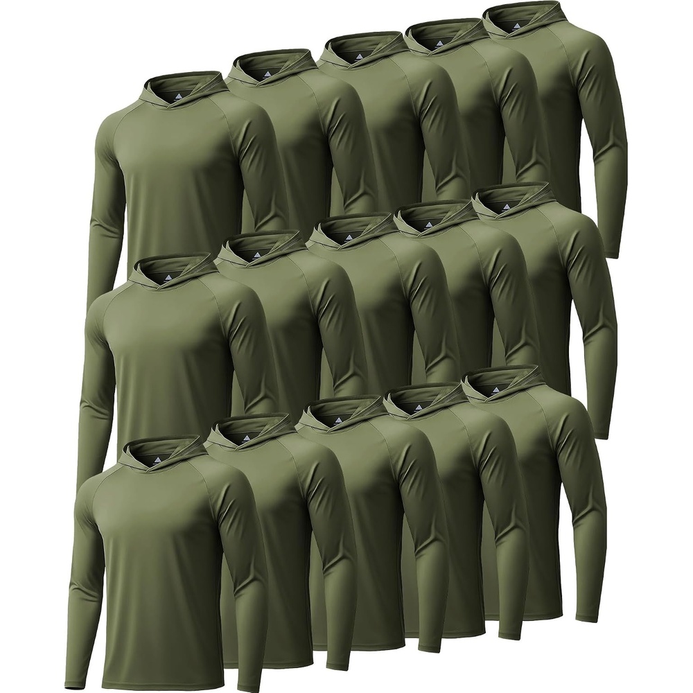 image:imageZITY Mens Sun Protection Hoodie Shirt Fishing Shirts for Men UPF 50 Long Sleeve Shirt Lightweight Rash Guard15pcs Olive Night