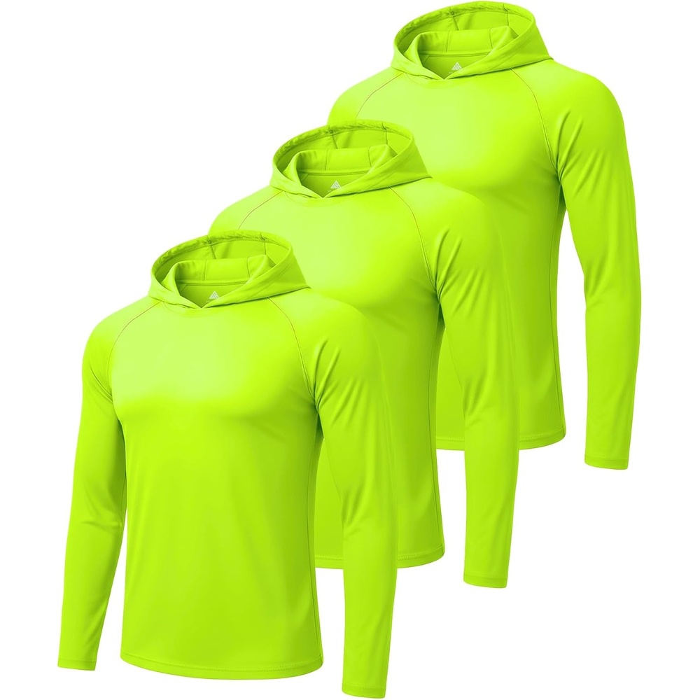 image:imageZITY Mens Sun Protection Hoodie Shirt Fishing Shirts for Men UPF 50 Long Sleeve Shirt Lightweight Rash Guard3pcs Neon Green