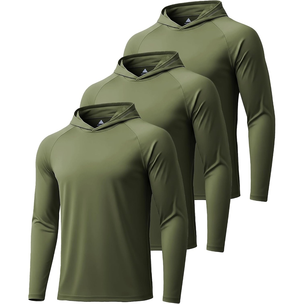 image:imageZITY Mens Sun Protection Hoodie Shirt Fishing Shirts for Men UPF 50 Long Sleeve Shirt Lightweight Rash Guard3pcs Olive Night