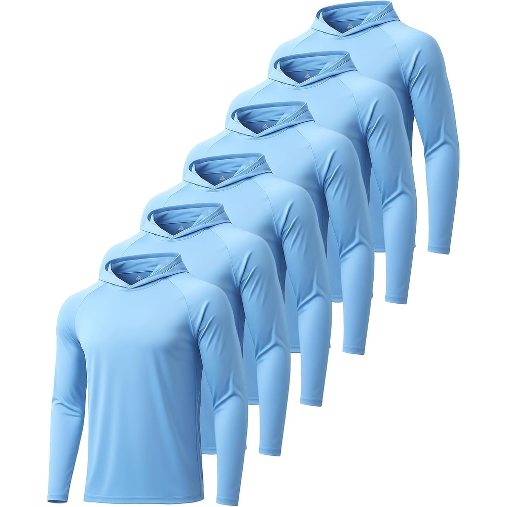 image:imageZITY Mens Sun Protection Hoodie Shirt Fishing Shirts for Men UPF 50 Long Sleeve Shirt Lightweight Rash Guard6pcs Light Blue
