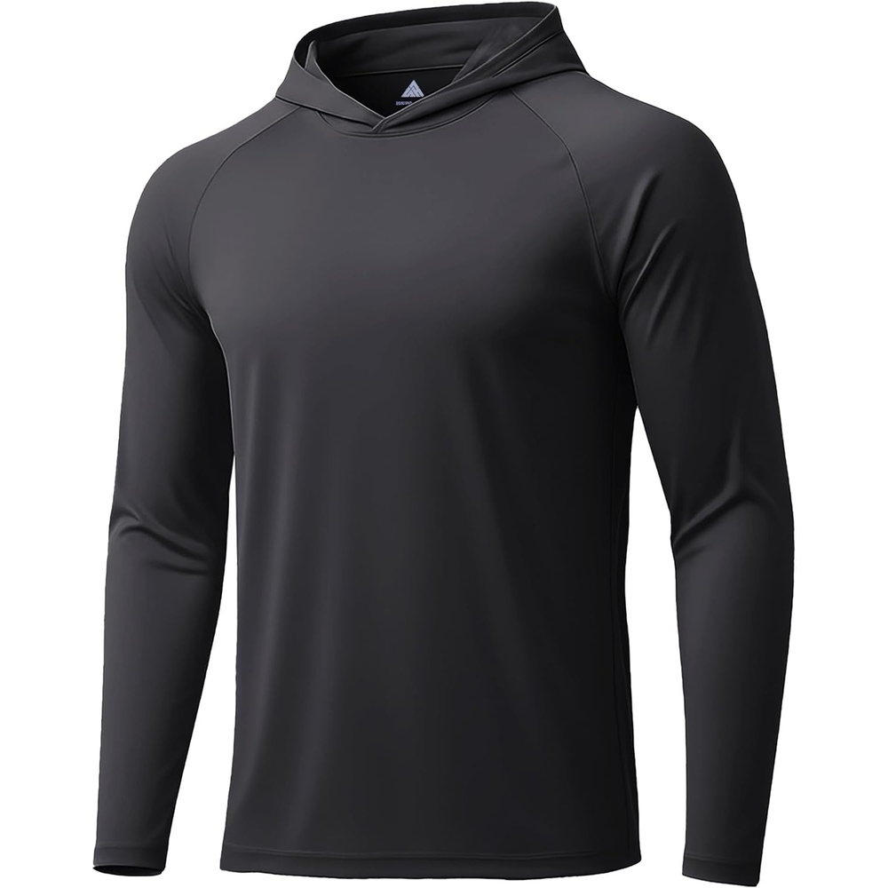 image:imageZITY Mens Sun Protection Hoodie Shirt Fishing Shirts for Men UPF 50 Long Sleeve Shirt Lightweight Rash GuardBlack