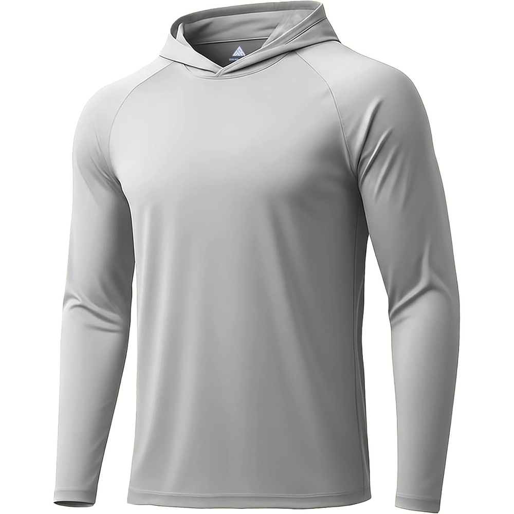 image:imageZITY Mens Sun Protection Hoodie Shirt Fishing Shirts for Men UPF 50 Long Sleeve Shirt Lightweight Rash GuardLight Grey