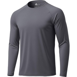 Mens Long Sleeve Tee Shirts Sun Protection Fast Dry | CrewNeck,SunProtection,UPF,UV,Workout,Running,Hiking,Fishing,Cycling,Cooling,Moisture Wicking,Quick Dry,Athletic(Dark Gray)