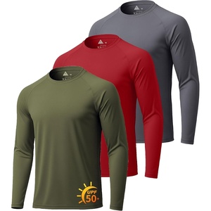 Mens Long Sleeve Tee Shirts Sun Protection Fast Dry | CrewNeck,SunProtection,UPF,UV,Workout,Running,Hiking,Fishing,Cycling,Cooling,Moisture Wicking,Quick Dry,Athletic(3pack-army Green/Wine Red/Dark Gray)