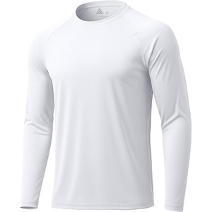 Mens Long Sleeve Tee Shirts Sun Protection Fast Dry | CrewNeck,SunProtection,UPF,UV,Workout,Running,Hiking,Fishing,Cycling,Cooling,Moisture Wicking,Quick Dry,Athletic(White)