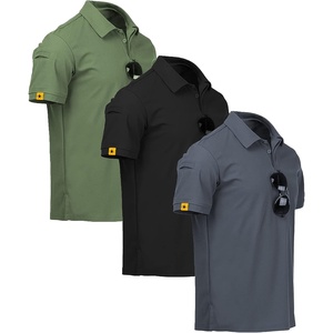 ZITY 3 Pack Mens Golf Polo Shirts Short Sleeve Business Casual T-Shirts | Moisture Wicking, Quick-Drying, Breathable, Stretchy, Cool, Sport, Workout, Daily, Work, Performance Collared Tactical Shirt(Grey Black Green)