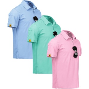 ZITY 3 Pack Mens Golf Polo Shirts Short Sleeve Business Casual T-Shirts | Moisture Wicking, Quick-Drying, Breathable, Stretchy, Cool, Sport, Workout, Daily, Work, Performance Collared Tactical Shirt(Moonblue Turquoiseblue Pink)