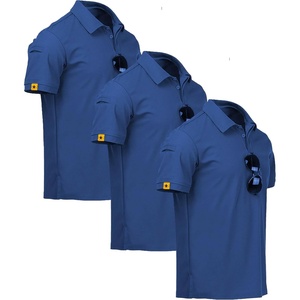 ZITY 3 Pack Mens Golf Polo Shirts Short Sleeve Business Casual T-Shirts | Moisture Wicking, Quick-Drying, Breathable, Stretchy, Cool, Sport, Workout, Daily, Work, Performance Collared Tactical Shirt(Dark Blue)