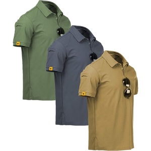 ZITY 3 Pack Mens Golf Polo Shirts Short Sleeve Business Casual T-Shirts | Moisture Wicking, Quick-Drying, Breathable, Stretchy, Cool, Sport, Workout, Daily, Work, Performance Collared Tactical Shirt(Khaki Grey Green)