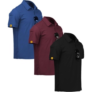 ZITY 3 Pack Mens Golf Polo Shirts Short Sleeve Business Casual T-Shirts | Moisture Wicking, Quick-Drying, Breathable, Stretchy, Cool, Sport, Workout, Daily, Work, Performance Collared Tactical Shirt(Blue Wine Black)