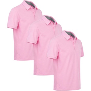 ZITY 3 Pack Mens Golf Polo Shirts Short Sleeve Business Casual T-Shirts | Moisture Wicking, Quick-Drying, Breathable, Stretchy, Cool, Sport, Workout, Daily, Work, Performance Collared Tactical Shirt(Light Rose)