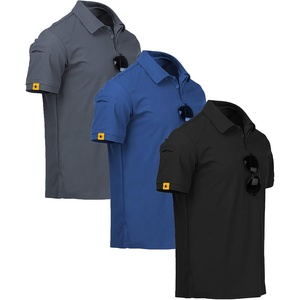 ZITY 3 Pack Mens Golf Polo Shirts Short Sleeve Business Casual T-Shirts | Moisture Wicking, Quick-Drying, Breathable, Stretchy, Cool, Sport, Workout, Daily, Work, Performance Collared Tactical Shirt(Black Blue Grey)