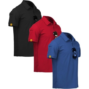 ZITY 3 Pack Mens Golf Polo Shirts Short Sleeve Business Casual T-Shirts | Moisture Wicking, Quick-Drying, Breathable, Stretchy, Cool, Sport, Workout, Daily, Work, Performance Collared Tactical Shirt(Black Red Blue)