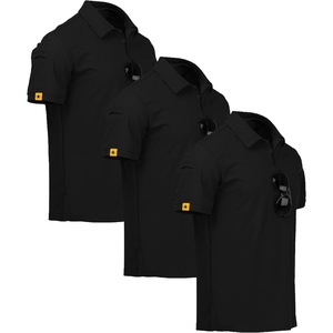 ZITY 3 Pack Mens Golf Polo Shirts Short Sleeve Business Casual T-Shirts | Moisture Wicking, Quick-Drying, Breathable, Stretchy, Cool, Sport, Workout, Daily, Work, Performance Collared Tactical Shirt(Black)
