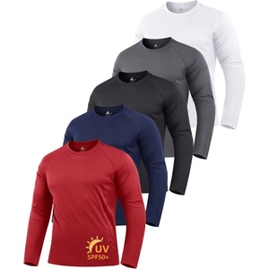 ZITY 5 Pack Long Sleeve Shirts for Men UPF 50+ UV Sun Protection Quick Dry Athletic Shirts for Fishing Workout Rash Guard(Dark Gray/Dark Blue/White/Dark Red/Black)