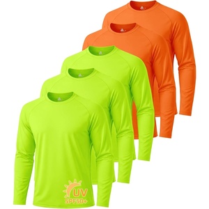 ZITY 5 Pack Long Sleeve Shirts for Men UPF 50+ UV Sun Protection Quick Dry Athletic Shirts for Fishing Workout Rash Guard(Green Orange)