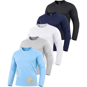 ZITY 5 Pack Long Sleeve Shirts for Men UPF 50+ UV Sun Protection Quick Dry Athletic Shirts for Fishing Workout Rash Guard(Light Blue/White/Light Gray/Dark Blue/Black)