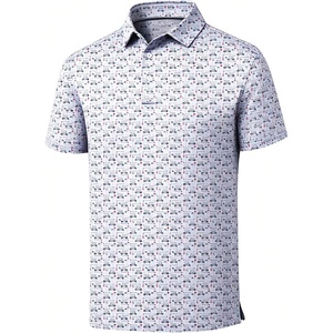 ZITY Golf Shirts for Men Short Sleeve Print Polo Shirt Moisture Wicking Regular Fit Casual Beach Polo(White Golf Cart Flag)
