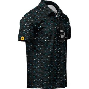 ZITY Mens Golf Polo Shirts Short Sleeve UPF 50+ Moisture Wicking Tshirt | Print Pattern, Machine Wash, Quick Drying, Breathable, Stretchy, Soft, Casual, Daily, Office, Athletic, Tennis, Outdoor, Work(Lake Blue)