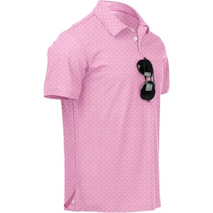 ZITY Mens Golf Polo Shirts Short Sleeve UPF 50+ Moisture Wicking Tshirt | Print Pattern, Machine Wash, Quick Drying, Breathable, Stretchy, Soft, Casual, Daily, Office, Athletic, Tennis, Outdoor, Work(Light Pink)
