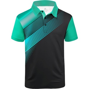 ZITY Mens Golf Shirt Short Sleeve Athletic Casual Work Collared Polo Tshirt | UPF 50+, Quick-Drying, Moisture Wicking, Breathable, Soft, Stretchy, Print Patterns, Striped, Outdoor, Business, Machine Wash(Black Green)