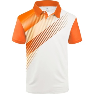 ZITY Mens Golf Shirt Short Sleeve Athletic Casual Work Collared Polo Tshirt | UPF 50+, Quick-Drying, Moisture Wicking, Breathable, Soft, Stretchy, Print Patterns, Striped, Outdoor, Business, Machine Wash(White Orange)