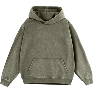 ZITY Mens Hoodies Oversized Cotton Vintage Washed Hoodie for Men Unisex Sweatshirt with Kangaroo Pocket Streetwear(Army Green)
