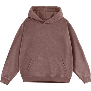 ZITY Mens Hoodies Oversized Cotton Vintage Washed Hoodie for Men Unisex Sweatshirt with Kangaroo Pocket Streetwear(Coffee)