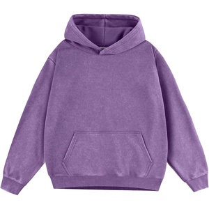 ZITY Mens Hoodies Oversized Cotton Vintage Washed Hoodie for Men Unisex Sweatshirt with Kangaroo Pocket Streetwear(Purple)