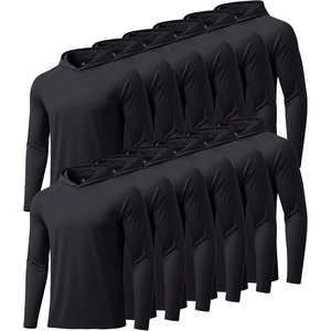 ZITY Men’s Sun Protection Hoodie Shirt Fishing Shirts for Men UPF 50+ Long Sleeve Shirt Lightweight Rash Guard(12pcs Black)