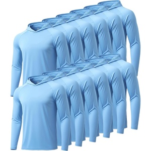 ZITY Men’s Sun Protection Hoodie Shirt Fishing Shirts for Men UPF 50+ Long Sleeve Shirt Lightweight Rash Guard(12pcs Light Blue)