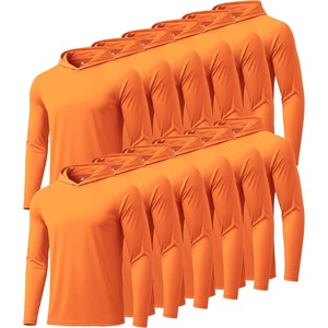 ZITY Men’s Sun Protection Hoodie Shirt Fishing Shirts for Men UPF 50+ Long Sleeve Shirt Lightweight Rash Guard(12pcs Neon Orange)