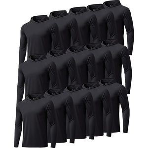 ZITY Men’s Sun Protection Hoodie Shirt Fishing Shirts for Men UPF 50+ Long Sleeve Shirt Lightweight Rash Guard(15pcs Black)