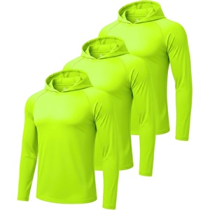 ZITY Men’s Sun Protection Hoodie Shirt Fishing Shirts for Men UPF 50+ Long Sleeve Shirt Lightweight Rash Guard(3pcs Neon Green)