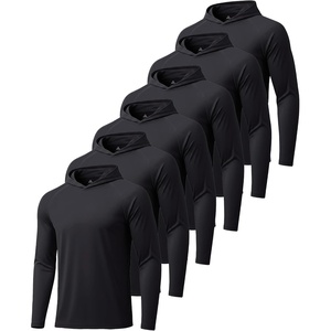 ZITY Men’s Sun Protection Hoodie Shirt Fishing Shirts for Men UPF 50+ Long Sleeve Shirt Lightweight Rash Guard(6pcs Black)