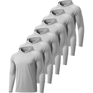 ZITY Men’s Sun Protection Hoodie Shirt Fishing Shirts for Men UPF 50+ Long Sleeve Shirt Lightweight Rash Guard(6pcs Light Grey)