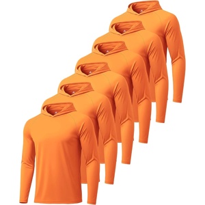 ZITY Men’s Sun Protection Hoodie Shirt Fishing Shirts for Men UPF 50+ Long Sleeve Shirt Lightweight Rash Guard(6pcs Neon Orange)