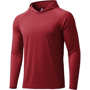ZITY Men’s Sun Protection Hoodie Shirt Fishing Shirts for Men UPF 50+ Long Sleeve Shirt Lightweight Rash Guard(Dark Red)