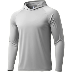 ZITY Men’s Sun Protection Hoodie Shirt Fishing Shirts for Men UPF 50+ Long Sleeve Shirt Lightweight Rash Guard(Light Grey)