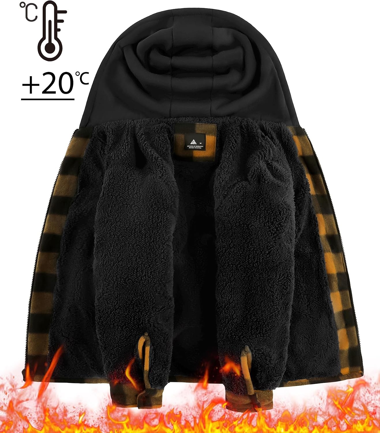 image:imageZITY Boys Flannel Jacket Fleece Sherpa Lined Plaid Hoodies Unisex Kids CoatYellow Black