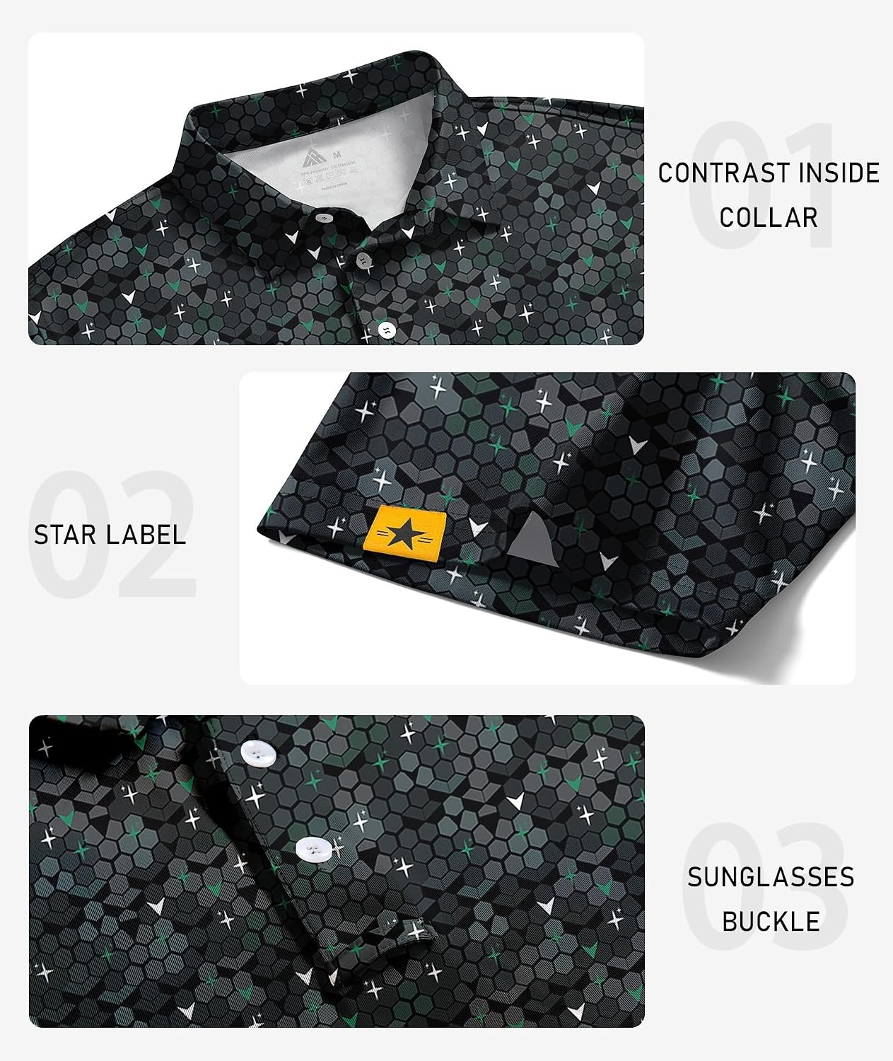 image:imageZITY 5 Pack Mens Golf Shirt Short Sleeve UPF 50 Print Patterns Casual PoloLightgreen Palegreen Tealblue Darkgreen Legionblue