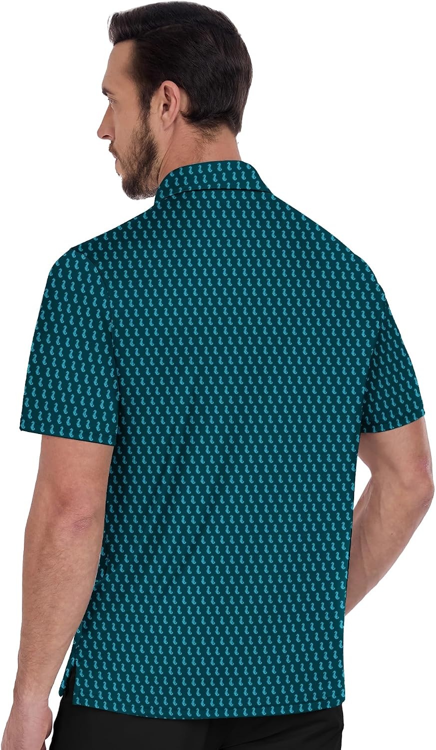 image:imageZITY 5 Pack Mens Golf Shirts Short Sleeve Print Patterns Performance Moisture Wicking Polo Shirt5 Blue Green Seahorse