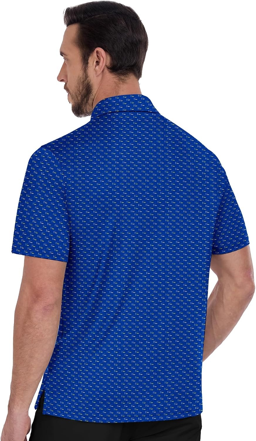 image:imageZITY 5 Pack Mens Golf Shirts Short Sleeve Print Patterns Performance Moisture Wicking Polo Shirt5 Blue Sea Fish