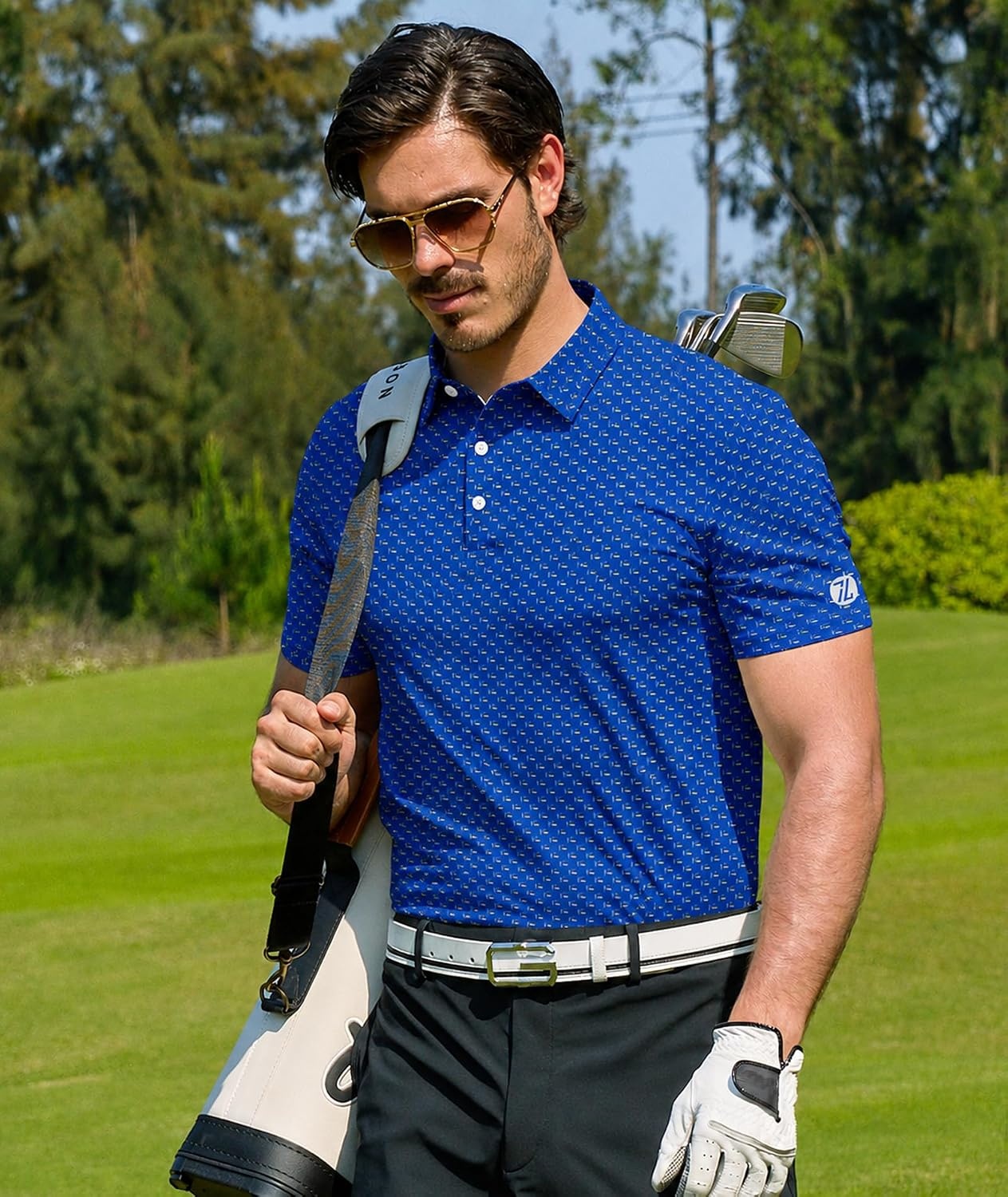 image:imageZITY 5 Pack Mens Golf Shirts Short Sleeve Print Patterns Performance Moisture Wicking Polo Shirt5 Blue Sea Fish