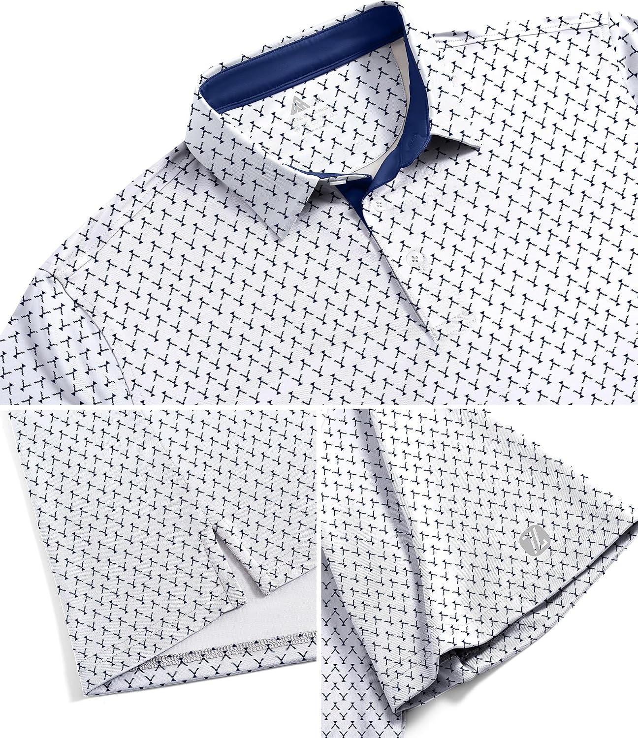 image:imageZITY 5 Pack Mens Golf Shirts Short Sleeve Print Patterns Performance Moisture Wicking Polo Shirt5 White Wine Glass